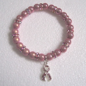 Rosa Wunder Perlen Stretch-Armband - Brustkrebs-Bewusstseins