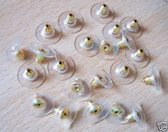 25 Pairs Plastic Silver or Gold Butterfly Earring Backs 11x6mm 