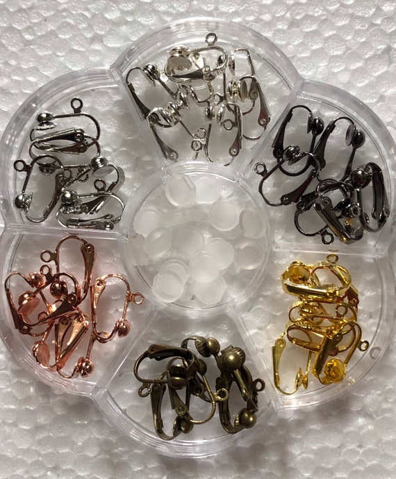 18 Pairs Clip on Earring Findings in 6 Colours With Comfort Sleeves, Jump  Rings and Storage Case 