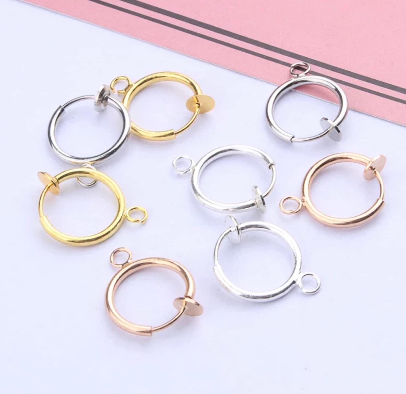 Spring Clip on Earring Findings With Loop 3 Colours | Etsy