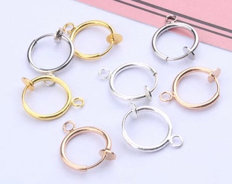 Spring Clip on Earring Findings with Loop - 3 colours