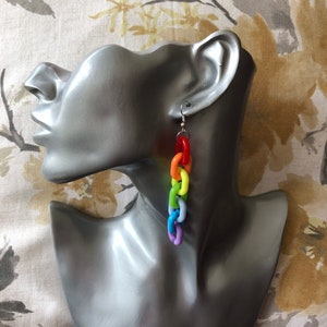 Rainbow Acrylic Link Dangly Earrings