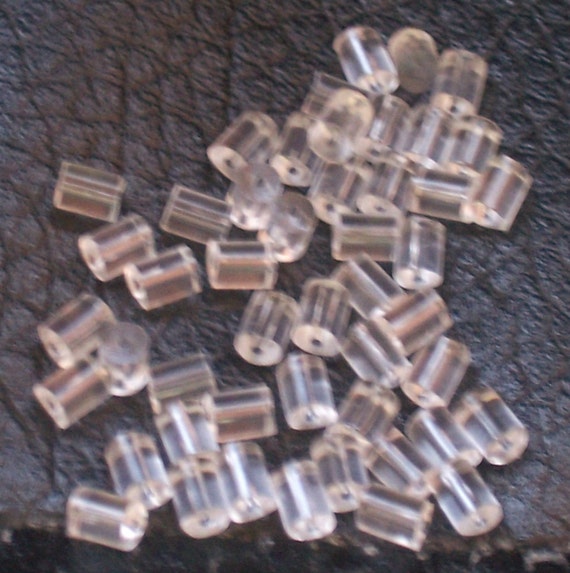 Clear Plastic Tube Earring Backs Stoppers 3x3mm 