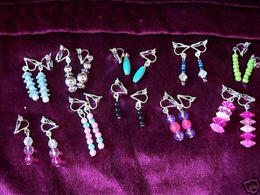 5 Pairs of Pretty Beaded Clipon Earrings Ideal for Kids Etsy