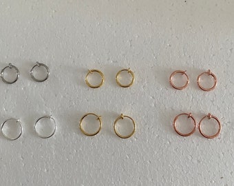 Small Clip-on Hoop Earrings - Silver - Gold - Rose Gold - Ideal to add Dangles - 1 Pair