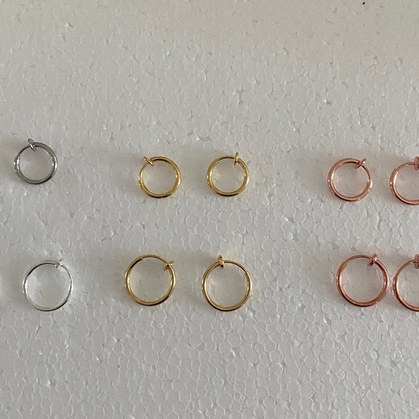 Small Clip-on Hoop Earrings - Silver - Gold - Rose Gold - Ideal to add Dangles - 1 Pair