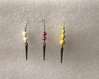 3 pairs of handmade earrings with miracle and spike beads - clip on by request