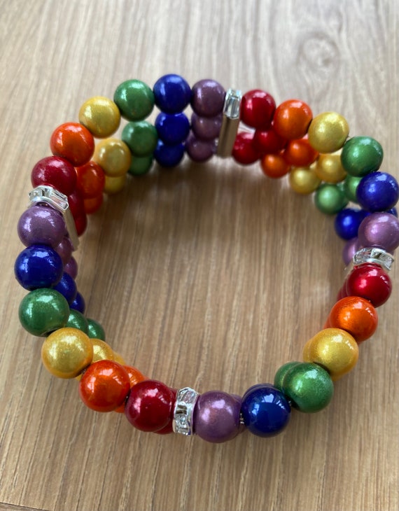 Kandi Tri Bead Bracelets Rainbow Translucent | Etsy | Beaded bracelets,  Kandi, Pony beads