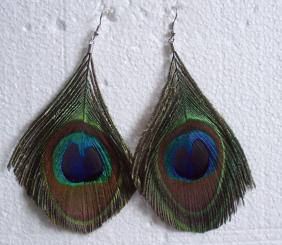 Small peacock feather best sale earrings