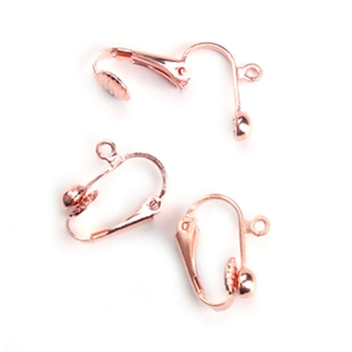 20 Gold Tone Clip-On Earring Findings – Copper Base With Loop – High Quality Caprilite