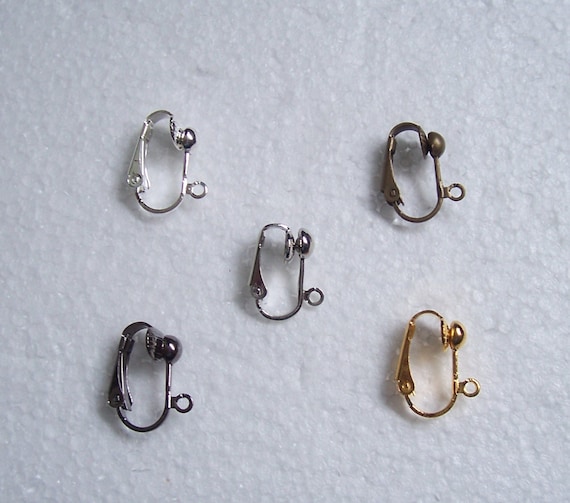 5-20 Pairs Clip-on Earring Findings Silver, Gold, Bronze, Gunmetal