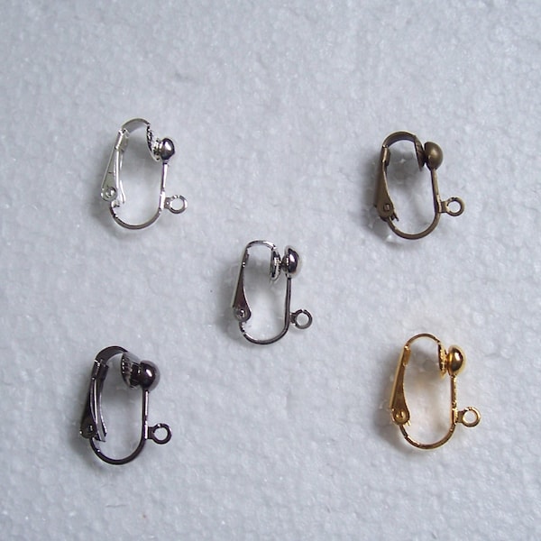 5-20 pairs clip-on earring findings - silver, gold, bronze, gunmetal, antique silver, rose gold