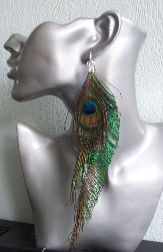 Work in progress. Feather earrings with peacock feathers. : r/crafts