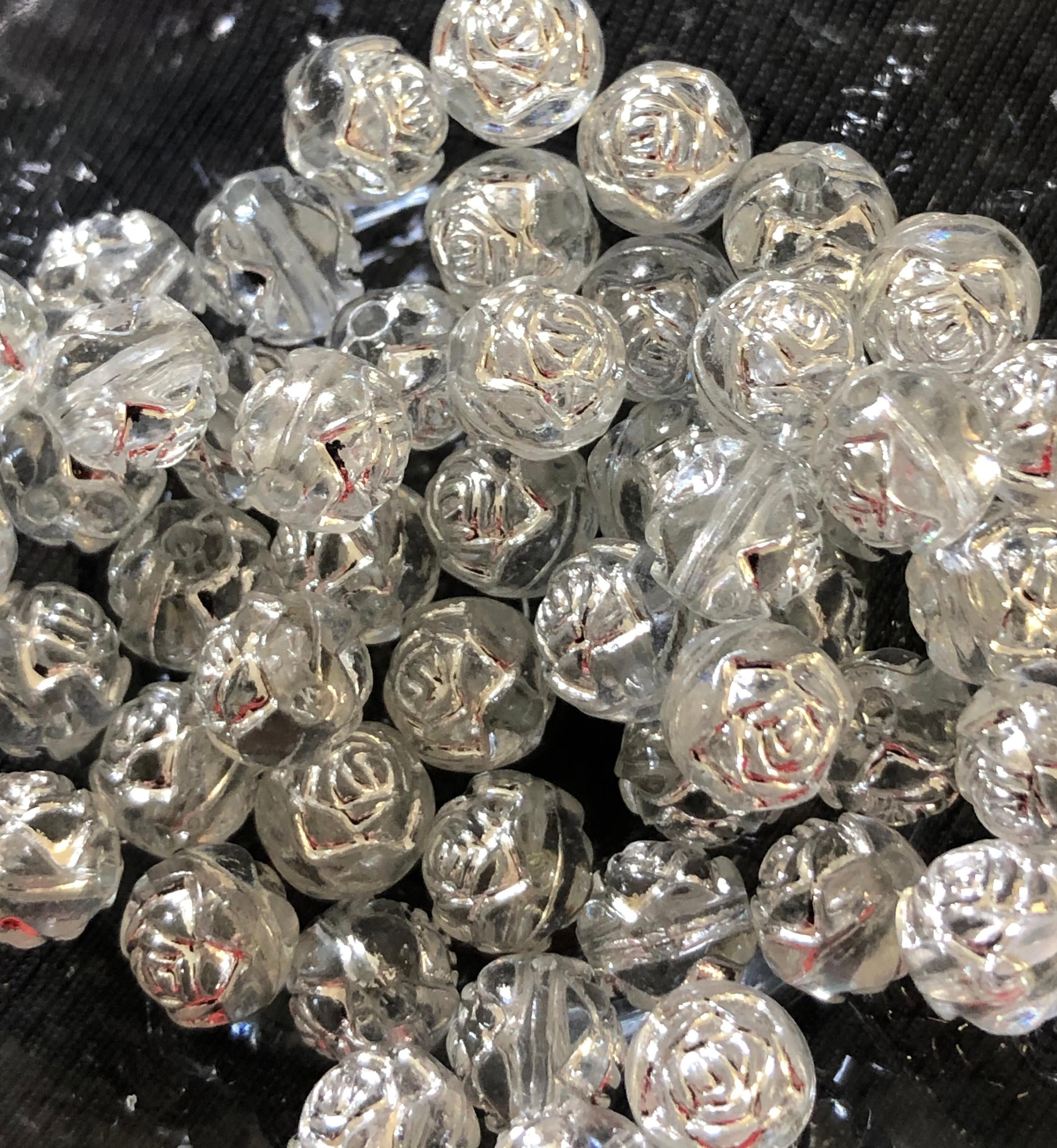 80 X 8mm Clear Acrylic Beads With Foil Flower Etsy UK