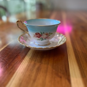 Vintage Royal Albert Tea cup /Roses/ Blue/ Gold Rim/ Gifts for Her/ Birthday Gift for Her