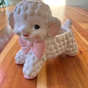 Vintage keramische lamsplanter, kitsch lamsdecor, jaren &#39;50 keramisch lamsvlees, kwekerij kamer decor, baby douchegift, baby kamer decor