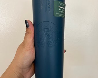 Starbucks Coffee Tea Travel Thermos Blue 100% Recycled Plastic Drinkware Brand New