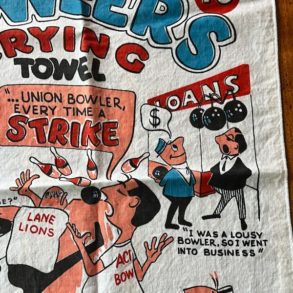 Bowlers Crying Towel Vintage Linnen Wandklap/1960/1970's