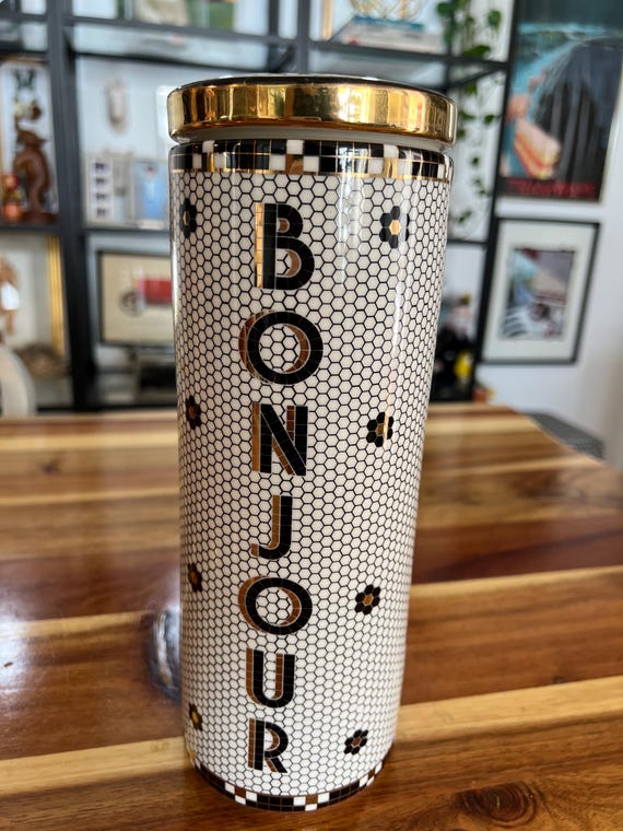 Anthropologie Bistro Tile Canister: Bonjour Pasta Container - Etsy