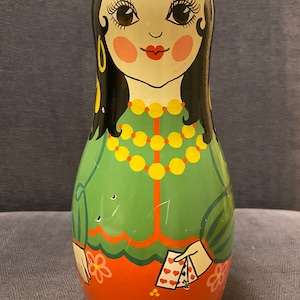 Vintage Matryoshka Hand Painted Doll , Made in USSR