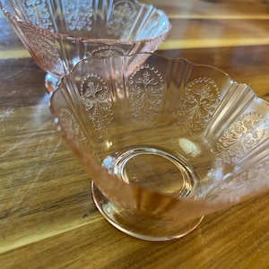 Antique American Sweetheart Pink Sherbet Glass Company Antique Depression Glasschüssel Dessert 2er-Set