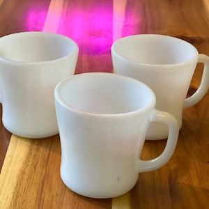 Vintage 1950s Federal White Milkglass Mugs Set of 3