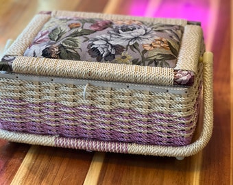 Korean Sewing basket, vintage sewing basket, woven sewing basket