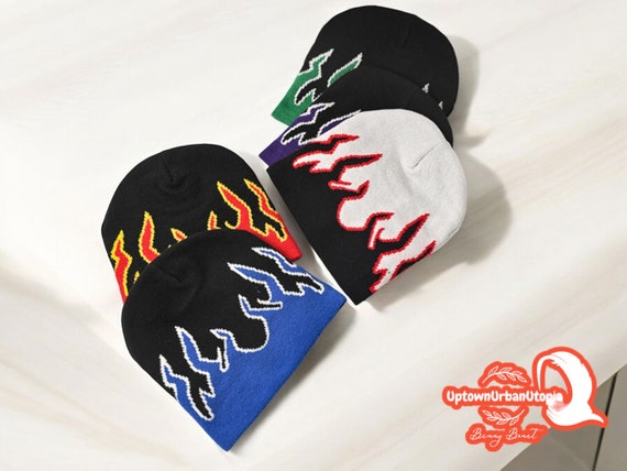 Fire Design Beanie | Streetstyle Outdoor Hat | Cozy Printed Style Head Wear | Unisex Accessories
