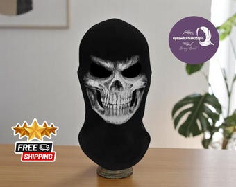 Skull Face Balaclava Mask | Full Face Halloween Hood | Unisex Cosplay Ski Scarf Outwear | Cozy & Comfortable Gothic Headwear
