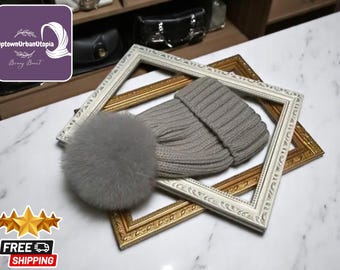 Fashion Winter Hat Real Rabbit Fur Winter Knitted Hats For Women