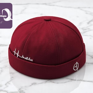 Men&#39;s Retro Docker Cap | Brimless Beanie Detail | Soft Skull Caps Adjustable | Cozy Streetwear Sailor Hat | Fashionable and Comfy Hats