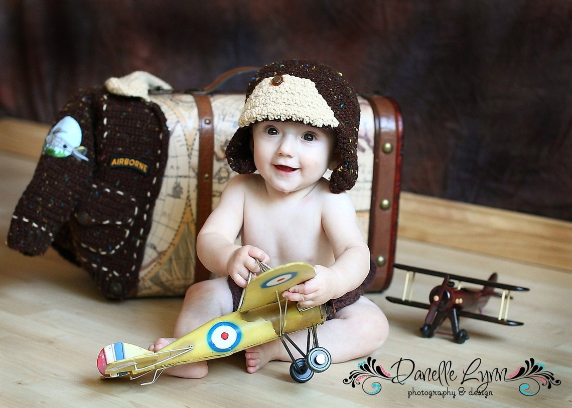 Bomber Baby Aviator Pilot Jacket and Hat Infant Baby ...