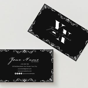 Modello di biglietto da visita monocromatico di lusso - Modello Canva personalizzabile - Design modificabile - Stampabile fai da te - Download immediato