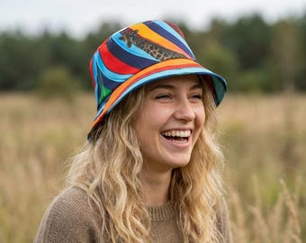 Retro vissershoedje - uniek festival- en zomeraccessoire, leuke kleurrijke hoed met dierenprint voor dames en heren, trendy retro hoofddeksel