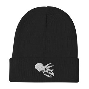 Triceratops Skull Embroidered Beanie