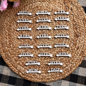 Gepersonaliseerde houten groeimeterpijlen: mijlpaalhoogtemarkeringen