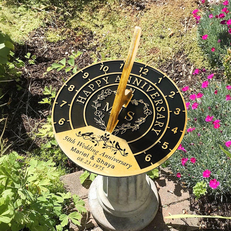 Custom Engraved Brass Sundial - 50th Anniversary Gift - Etsy