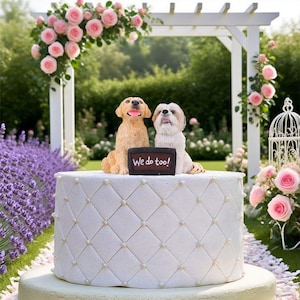 Personalized Custom Dog Wedding Cake Topper, Pet Cake Topper, Pets Birthday, Cat Cake Topper, Anniversary Pet, Dog Figurines, Dogs Birthday