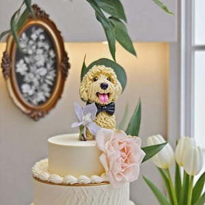 Adorno para tarta de perro personalizado, escultura de mascota, tarta de boda de perro, adorno para tarta de gato y perro, adornos para tarta de mascota, figura de perro personalizada, decoración de boda de perro