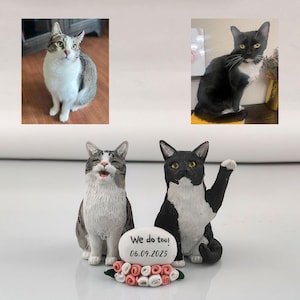 Cat Cake Topper, Cat Wedding Cake Topper, Cat Cake Decorations, Pet Cake Topper, Cat Figurines, Cat Lovers Anniversary, Pet Birthday