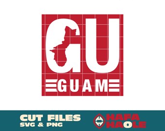 GU Guam Design - SVG, PNG Download digitale istantaneo - Laser, Taglierina per vinile, Silhouette, Cricut, Decalcomania, Adesivo