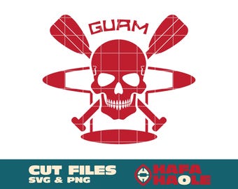 Teschio e ossa incrociate Guam - SVG, PNG Download digitale istantaneo - Laser, Taglierina in vinile, Silhouette, Cricut, Decalcomania, Adesivo