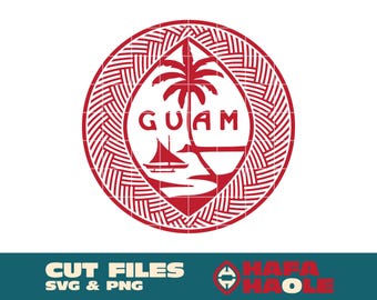 Guam Slingstone in Woven Circle - SVG, PNG Download digitale istantaneo - Laser, Taglierina per vinile, Silhouette, Cricut, Decalcomania, Adesivo