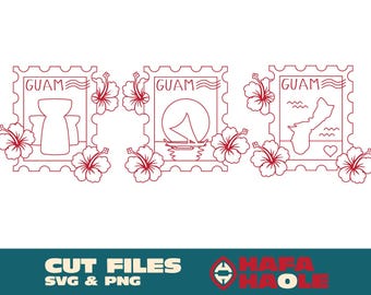 Tampons Guam - SVG, PNG, téléchargement numérique instantané - Laser, découpeur de vinyle, Silhouette, Cricut, sticker, autocollant
