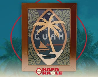 Guam Seal Shadowbox - SVG, PNG Download digitale istantaneo - Laser, Taglierina in vinile, Silhouette, Cricut, Decalcomania, Adesivo