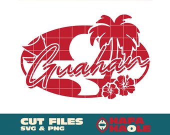 Guahan Beach Oval - SVG, PNG Download digitale istantaneo - Laser, Taglierina per vinile, Silhouette, Cricut, Decalcomania, Adesivo