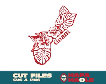 Guam floral - SVG, PNG Descarga digital instantánea - Láser, Cortador de vinilo, Silueta, Cricut, Calcomanía, Pegatina