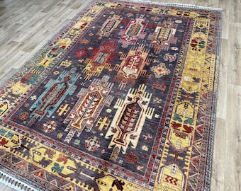 Hand-Knotted Vintage Samarkand Rectangle Area Rug – Vegetable Dyes Rugs