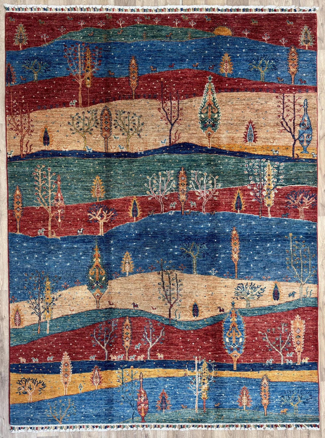 6x8 Landscape Art Rectangle Area Rug - Vegetable Dyes Wool - Gabbeh ...