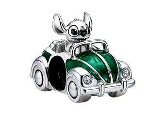Pingente Pandora em prata de lei 925 com o carro conversível verde de viagem do Lilo & Stitch.